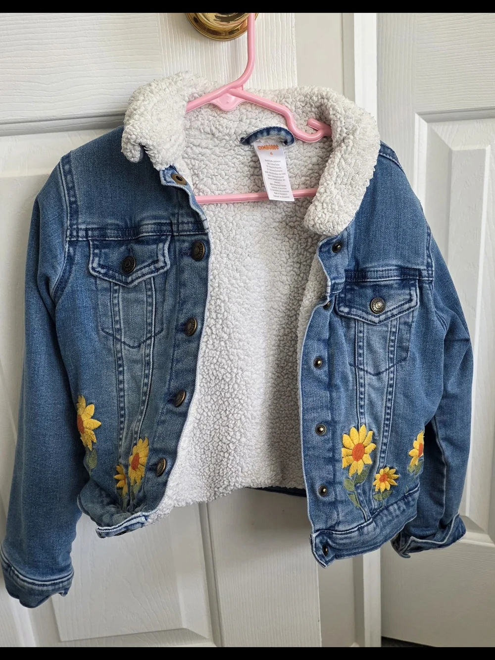 Gymboree Blue Denim Jacket with Yellow Sunflower Embroidery